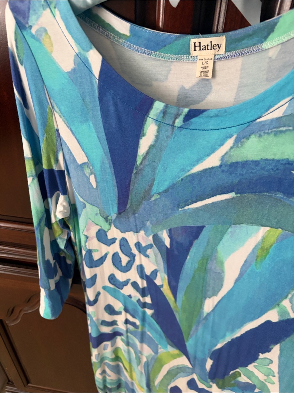 Hatley Brand New Blue, Aqua & Lime 3/4 Sleeve Dress